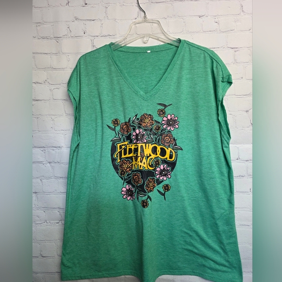 None Tops - Green Fleetwood Mac Sleeveless Tee